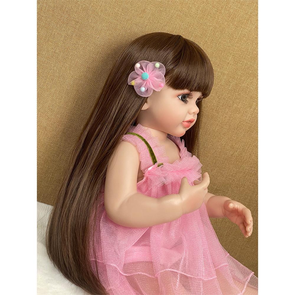 55CM Reborn Toddler Doll with Full Body Soft Silicone Raya Lifelike Soft Touch High Quality Pink Princess Doll Gifts for Children