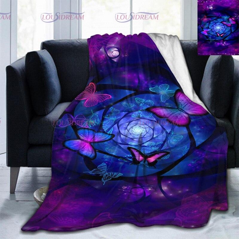 Красочное одеяло с бабочками и цветами, мягкое плюшевое легкое фланелевое одеяло с 3D принтом для дивана-кровати для детей и женщин, подарок