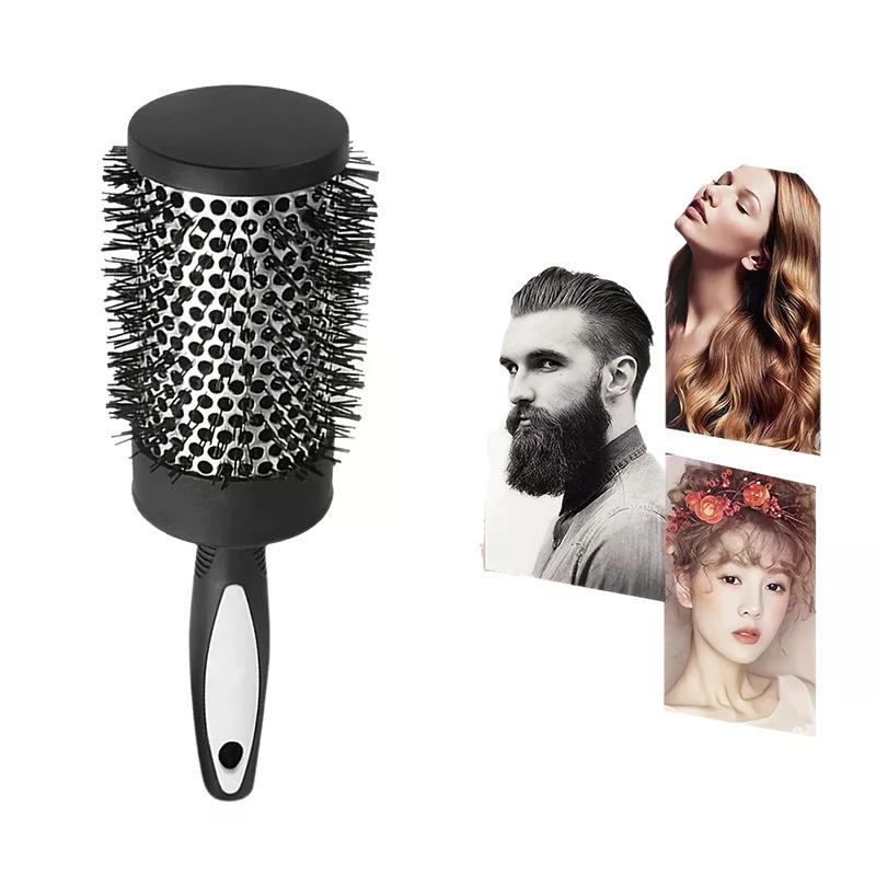 Круглая расческа-ролик для завивки волос, нейлоновая щетка для укладки волос, термоалюминиевый цилиндр, расческа для волос для женщины, мужчины, для укладки и сушки волос