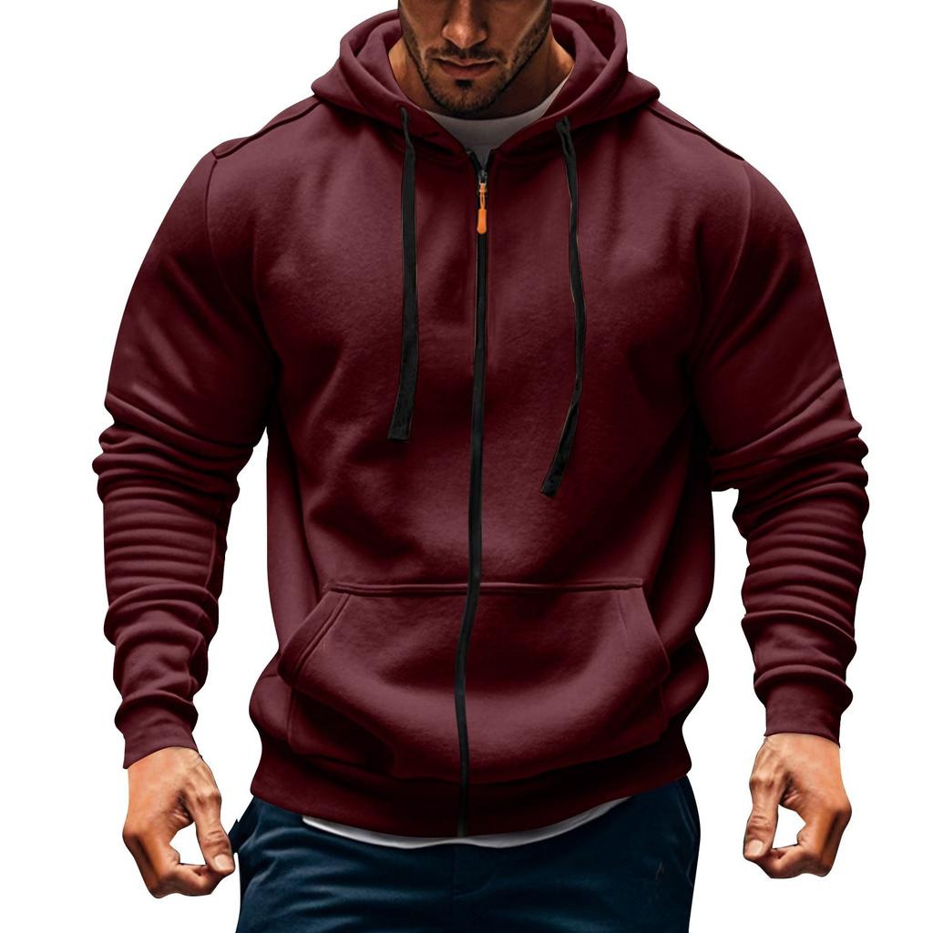 Мужская спортивная повседневная флисовая толстовка с капюшоном на молнии с несколькими карманами