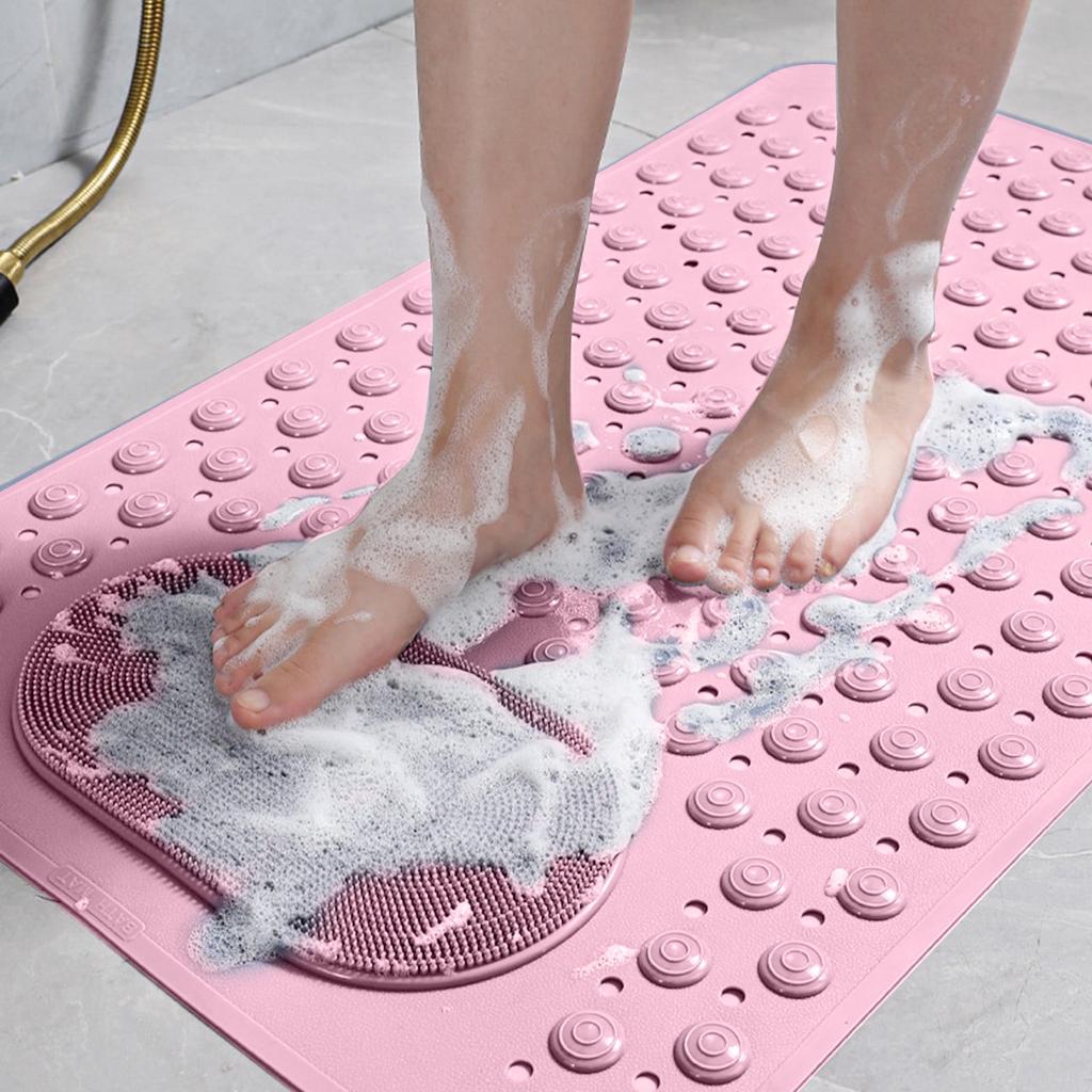 Healthy Non-toxic Large Bath Mat Safety Non-slip Suction Cup Bathroom Shower Mat Foot Massage Bath Rug Eco-Friendly Bath Mats