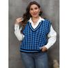Women's Vest Plus Size Women's Clothing Striped Contrast Color Patchwork Houndstooth Casual Vest Top