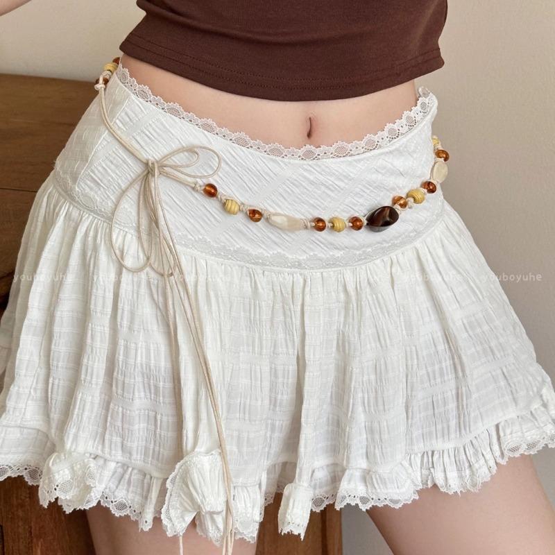 Woven Rope Bead Shell Waist Chain, Women's Seaside Design, Ethnic Style Belt with Skirt Waist Accessories