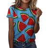 Women's Fruit and Watermelon 3D Printed T-shirt, Round Neck Short Sleeve T-shirt, Harajuku Y2K Large T-shirt, Women's Clothing