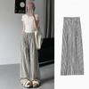 Женские дизайнерские двухцветные брюки в вертикальную полоску, ленивые, тонкие, с высокой посадкой, повседневные, свободные, широкие штанины для прогулок