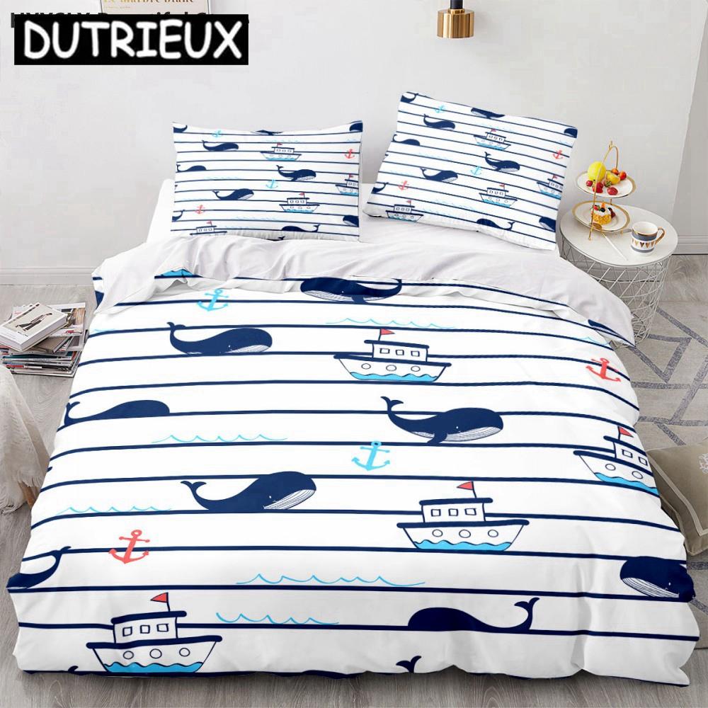 Ship Anchor Nautical 3D Duvet Cover Sea Pillowcases Quilt Cover Home Decor Gift Fashion Twin Queen King Polylester Bedding Set
