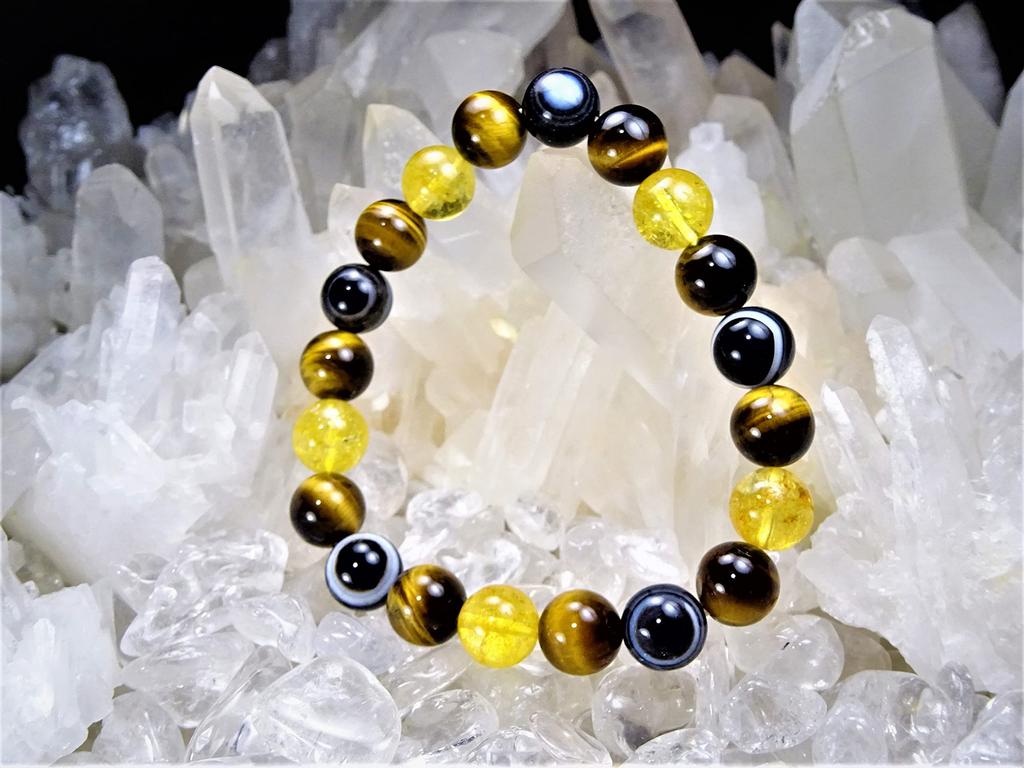 Камень Лист для финансовой карьеры и исполнения желаний Браслет Глаз и Цитрин для мужчин и Натуральная Сила 10 мм 17 см [Удача-хранитель, удача, исполнение] Тигровый