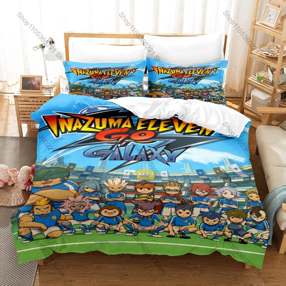 Inazuma Eleven GO Bedding Set Duvet Cover + 2 Pillowcases Sports Soccer Anime Raimon Team Spirit Beast Bedroom Decor