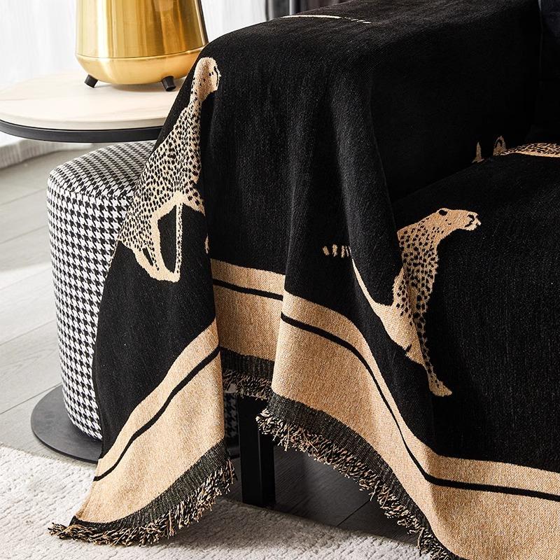 Chenille Slipcovers Leopard Animal Anti Cat Scratch Furniture Protector Bedspread Couch Towel Full Cover Blanket 3 Seater Sofa