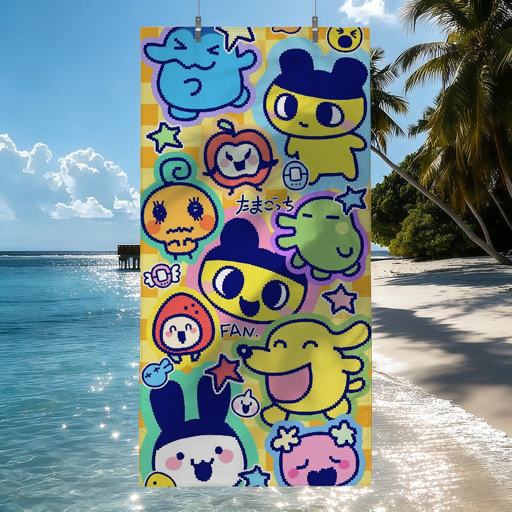 Мультяшное полотенце T-Tamagotchi Быстросохнущие пляжные полотенца Подходят для бассейнов, кемпинга, йоги и спортзала