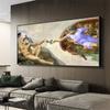 Funny Toilet Paper Poster Michelangelo Creation of Adam Famous Figure Portrait Canvas Painting Wall Art Bathroom Room Decoration