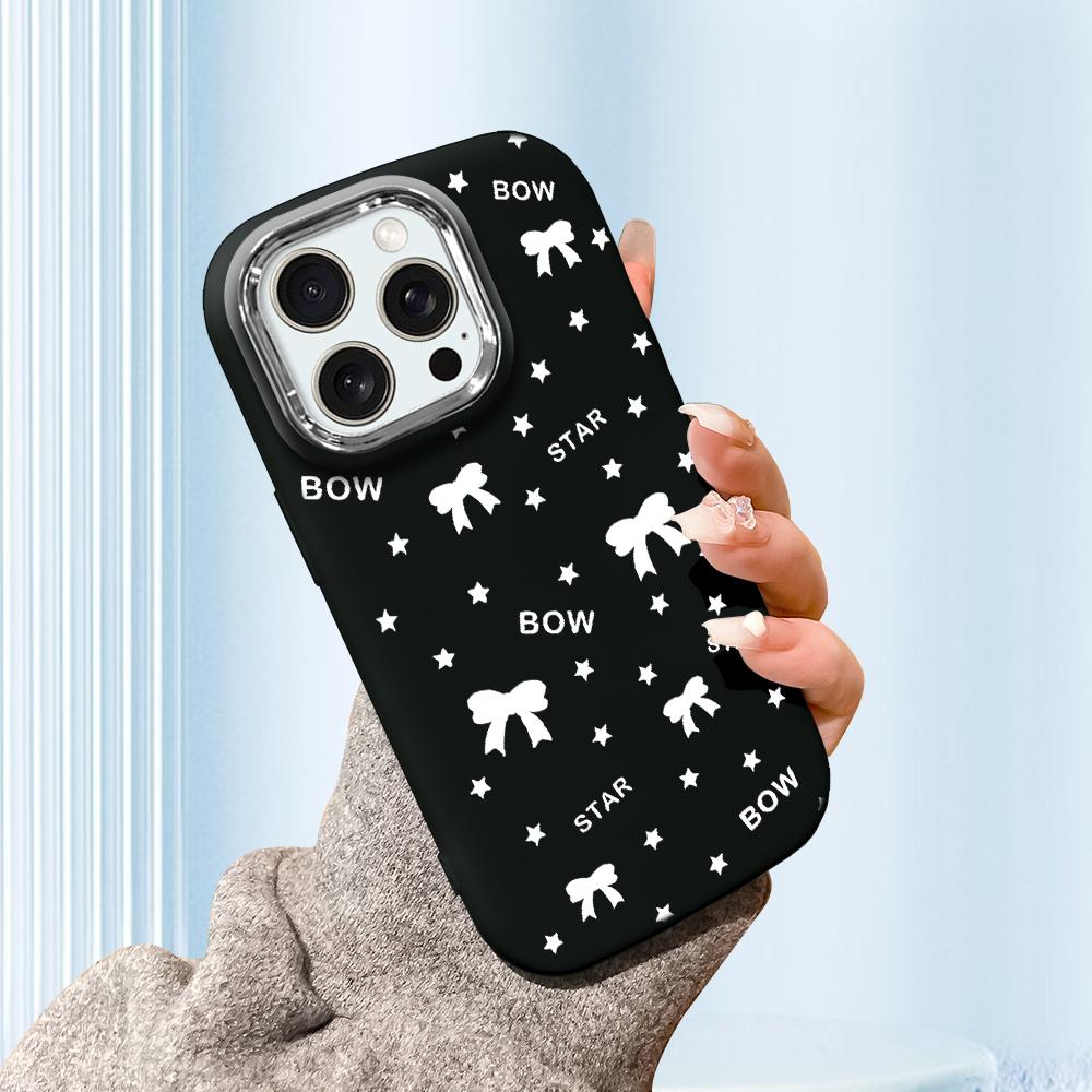 For Samsung A16 A15 A14 A13 S24 S23 Redmi 13C Note 13 12 11 Pro iPhone 16 15 Bowknot Star Design Soft Silicone Candy Color Phone Case