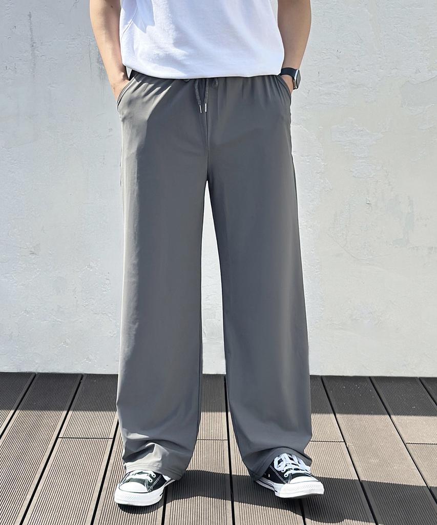 ROCKED GARAGE Unisex Cooling Semi-Wide Elastic Waist Pants_Gray