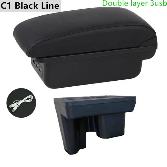 For Toyota Hilux Car Armrest Box Modification Retrofit Parts Storage Box with USB LED Leather Arm Rest Center Console