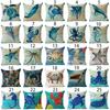Exquisite 18" Blue Sea Animal Cotton Linen Cushion Cover For Stylish Living Spaces