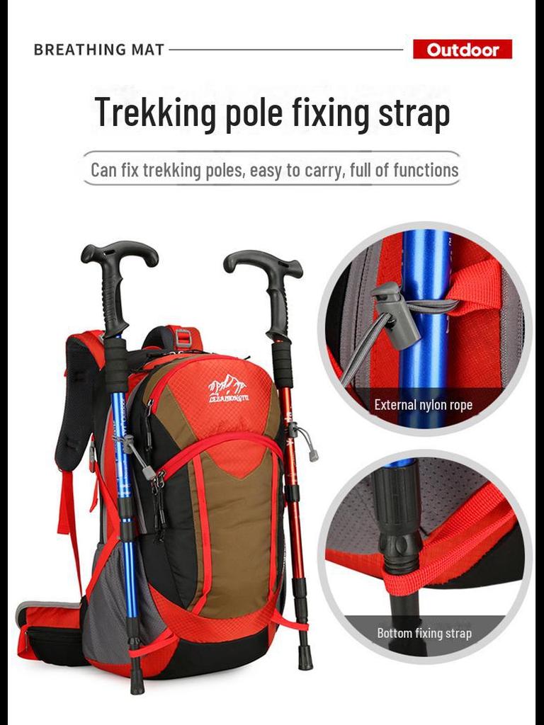 Водонепроницаемый рюкзак для походов и кемпинга на открытом воздухе объемом 40 л с дождевиком и встроенной подставкой