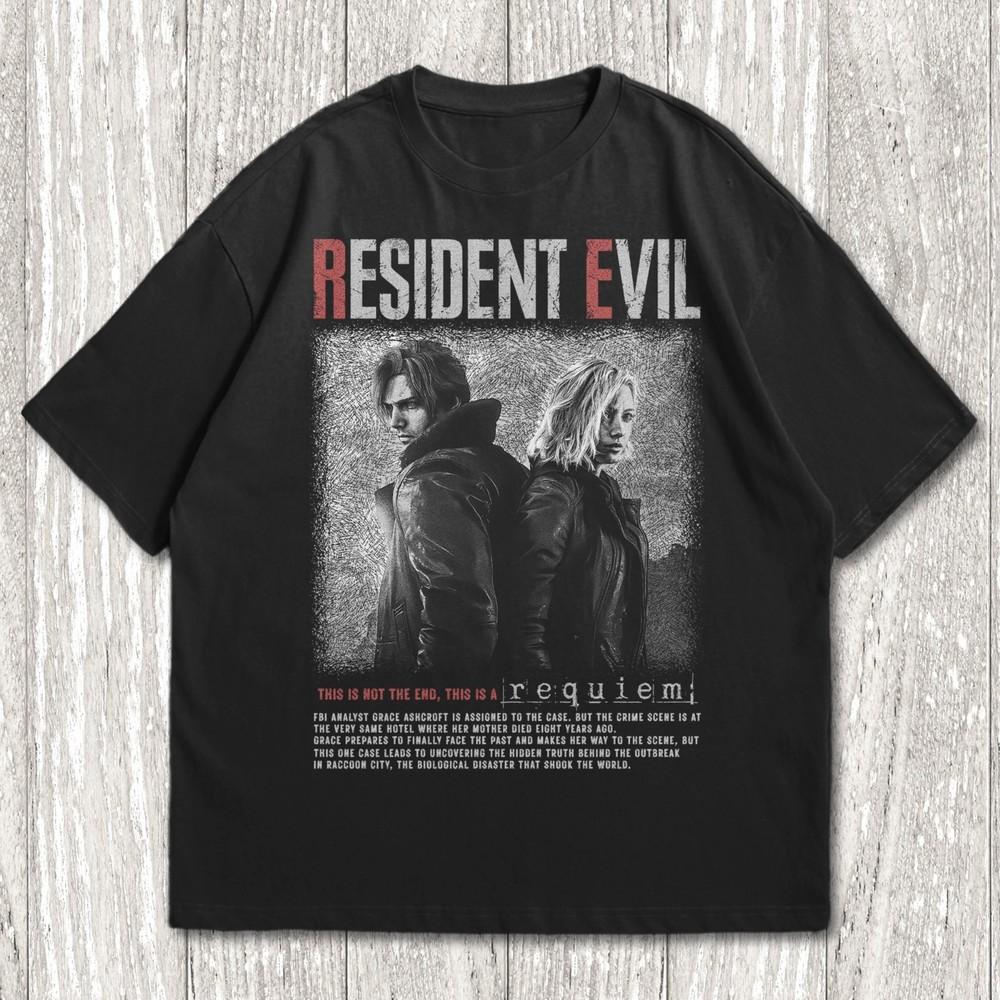 Resident Evil Requiem Леон Кеннеди Футболка Хоррор Видеоигра Фильм Футболка Унисекс Футболка