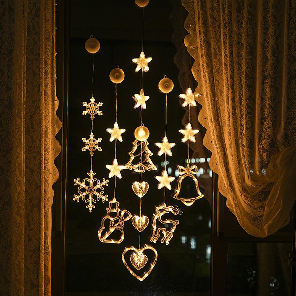 Светодиодные рождественские гирлянды на присоске Классические рождественские фигурки Для помещений и улицы Рождественское украшение окна Для дома Рождественское украшение 2025