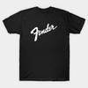 Мужская черная футболка с принтом Fender Без выреза Печать методом теплопереноса Хлопковая футболка