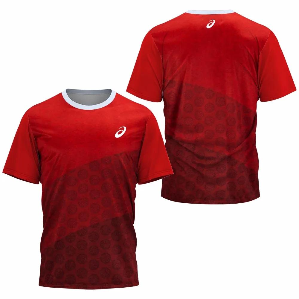 Мужская спортивная футболка для бадминтона, настольного тенниса, для бега на открытом воздухе, фитнеса, с коротким рукавом, свободные топы, летняя повседневная футболка с круглым вырезом, быстросохнущая