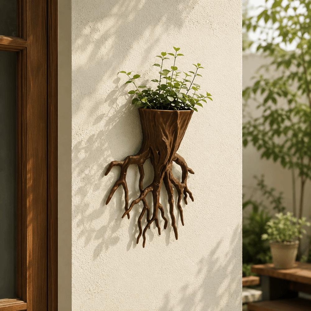 Rustic Style Hanging Flower Pot Tree Root Shape Potted Plant Holder Plant Container Living Room