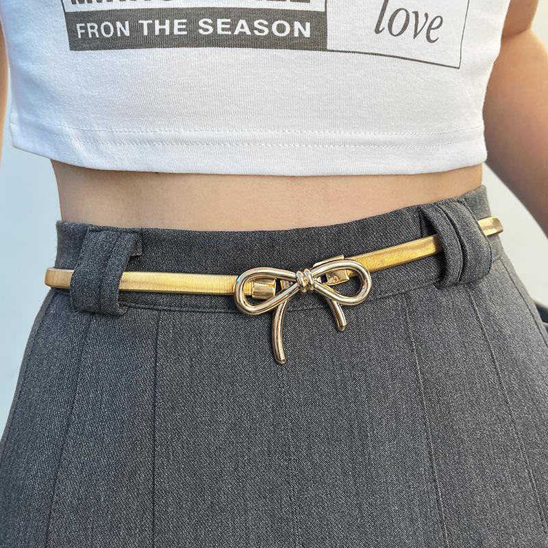 Элегантный бант эластичный эластичный пояс пружинный винтажный премиум классический металлическая цепочка аксессуары для талии