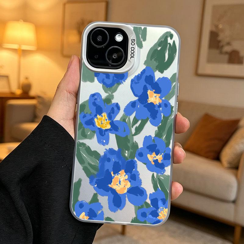 Модный цветной лазерный чехол с цветами для iPhone 17 16 Pro Max 15 14 Pro Max Plus 13 Mini 12 11 Pro Max Ударопрочные милые чехлы