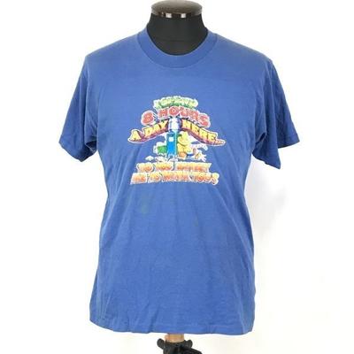 Винтажная футболка с коротким рукавом 80-х 90-х годов, Made in USA, 50/50, мужская, размер L, синяя(ИСПОЛЬЗОВАЛ)