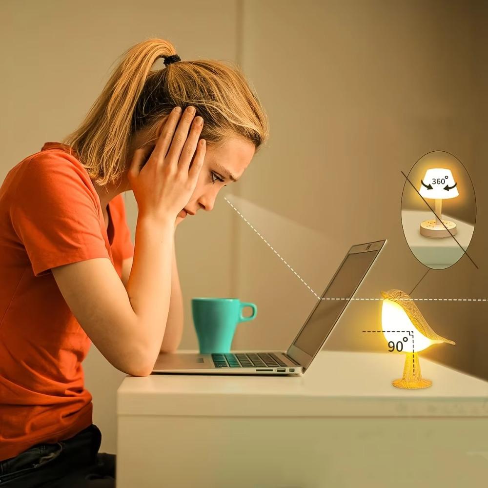 3 Color Temperature Small Desk Lamp Art Decor Cordless Lamp Bird Lamp Bedside Lamps Gifts
