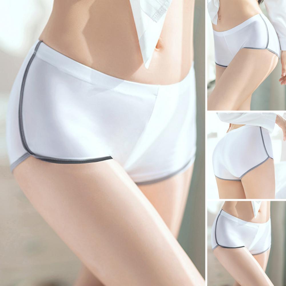 Women Boxers Moisture-wicking Ice Silk Women's Underpants with High Elasticity Slim Fit for Daily Wear Solid Color Mid Waist