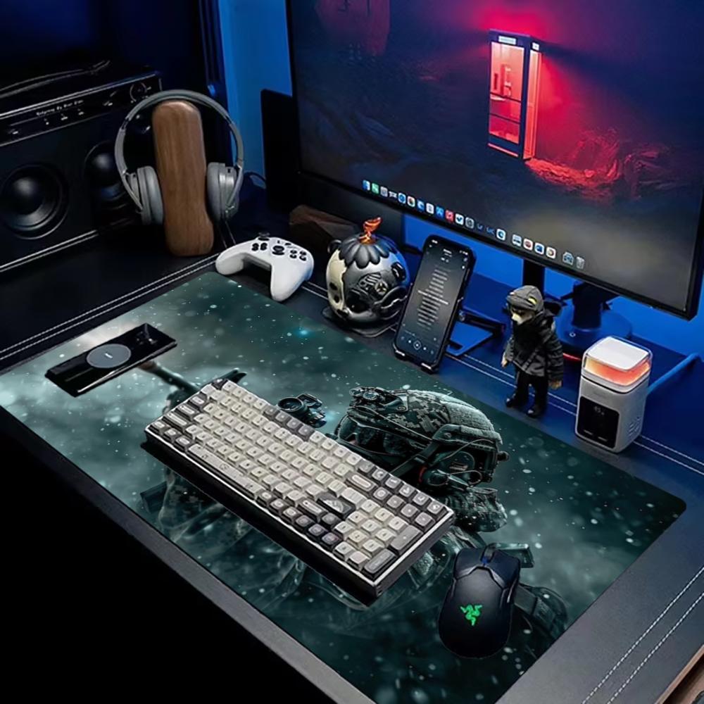 XXL Large Tactical Soldier Gaming Mouse Pad Non-Slip Rubber Base Desk Mat Overlock Edge Keyboard Pad for PC Gamer Office Work