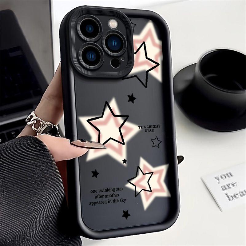 Милый Розовый Чехол со Звездочками для Samsung A16 A15 A35 A55 A54 A34 A33 A53 A52 A13 A14 4G S25 S24 Ultra S22 S23 Plus FE Ударопрочный Чехол