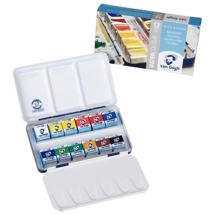 Coffret 36 godets peinture aquarelle Van Gogh Royal Talens boîte en métal