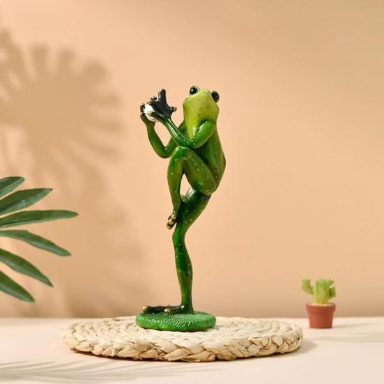 Статуэтка лягушки для йоги, мультяшная пара лягушек, смола, спортивная скульптура лягушки, украшение для дома, офиса, настольное украшение