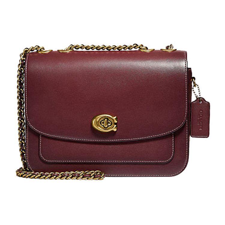 Coach Madison 23 Glossy Flap Chain Leather Small Square Crossbody Shoulder Bag Women Bags Burgundy 5211-B4WN