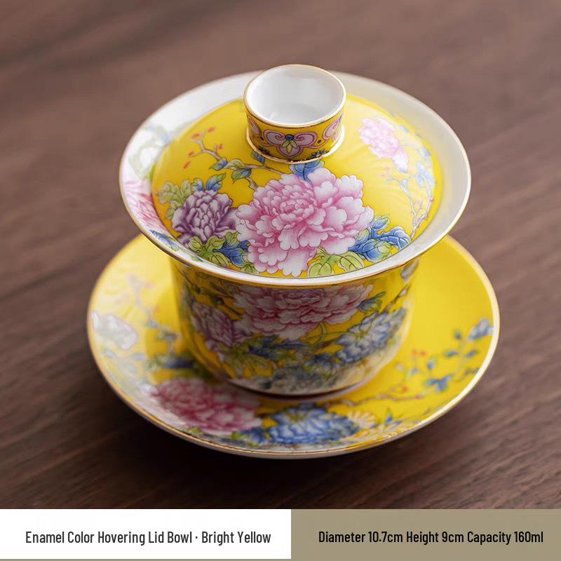 Эмалированная керамическая чайная чашка в дворцовом стиле с пионами, Гунфу, сувенир