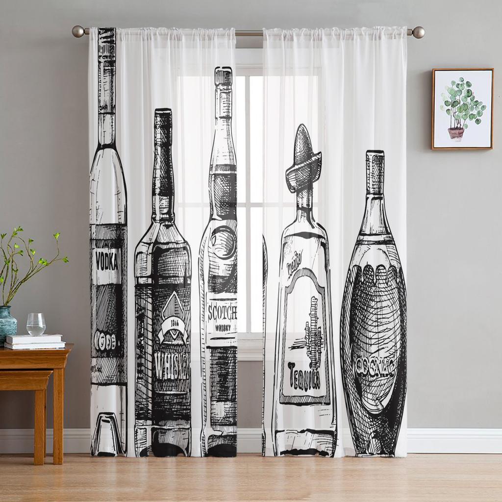 Pub Sign With Glass Of Beer Sheer Curtain For Living Room Bedroom Voile Curtains For Window Organza Curtains Party Tulle Drapes