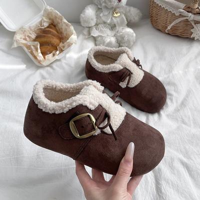 Флис женские зимние женские туфли зимние новые пушистые туфли женские носят педаль термохлопковые туфли женские