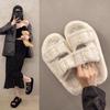 Fashion Winter Trendy Women's Slippers Fur Thick Sole Designer Plush 2024 Fashionable Winter Women's Slippers Luxurious and Versatile