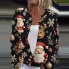 Women's Fashion Christmas Printed Long Sleeve Knitted Cardigan Button Down Jacket