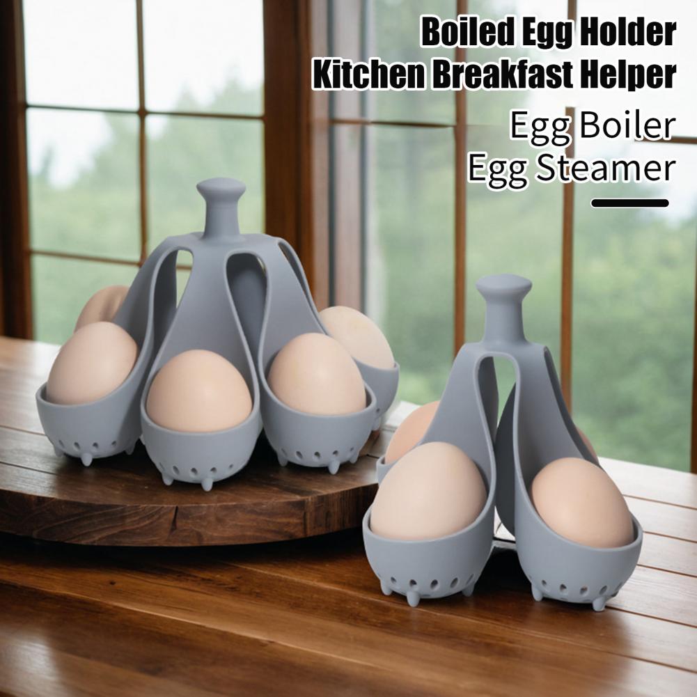 Boiled Egg Holder Silicone Egg Steamer Tray with Anti-scald Handle for Fast Cooking Easy High Temp Resistant Egg for Healthy
