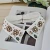 Retro Rhinestone False Collar Neckline Women Lapel Fake Collar Woman Embroidery Removable Detachable Tie Clothing Accessories