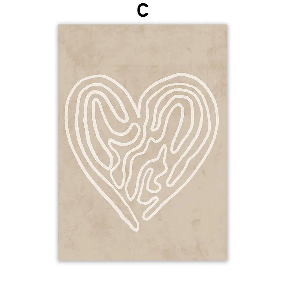 Abstract Boho Leaves Lines Face Heart Sun Posters And Prints Canvas Painting Nordic Wall Art Pictures Living Room Home Decor