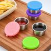 Reusable Condiment Containers Stainless Steel Sauce Cup With Silicone Lids 1.7oz Salad Dressing Container Picnic Food Storage