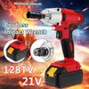 128TV 21V Cordless Impact Wrench Machine Set Electric Drill Hammer Tool With LED Light Battery Rechargeable
