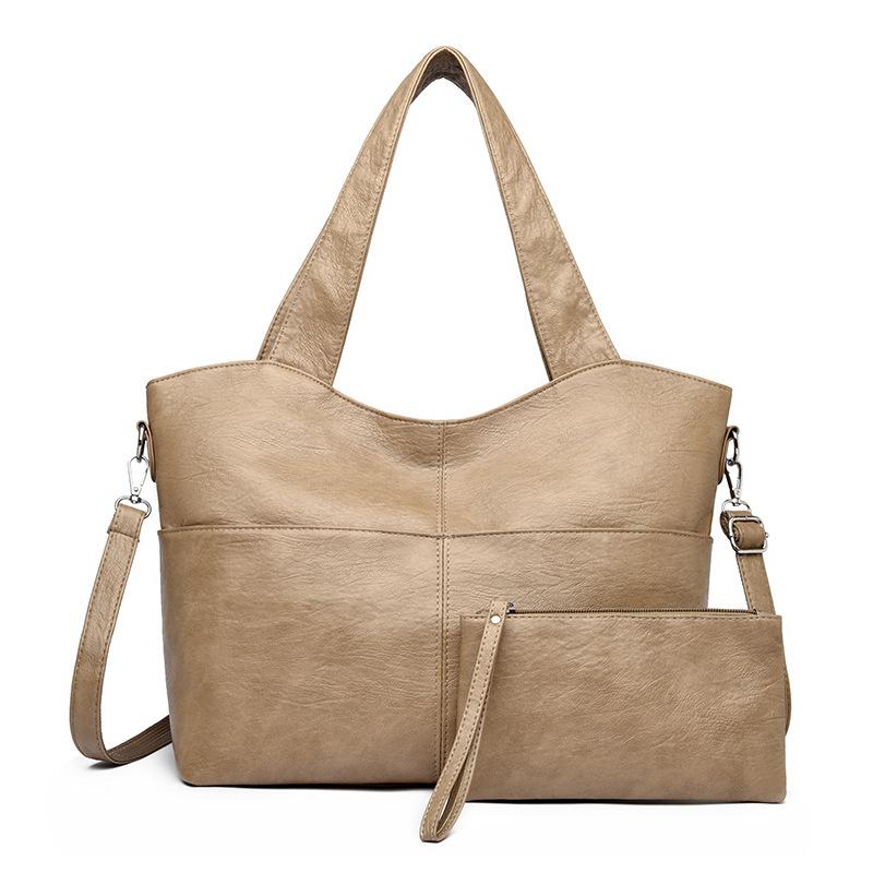 Женская сумка через плечо, большая вместительная сумка для мамы, мягкая кожаная сумка с портмоне, сумка через плечо для женщин