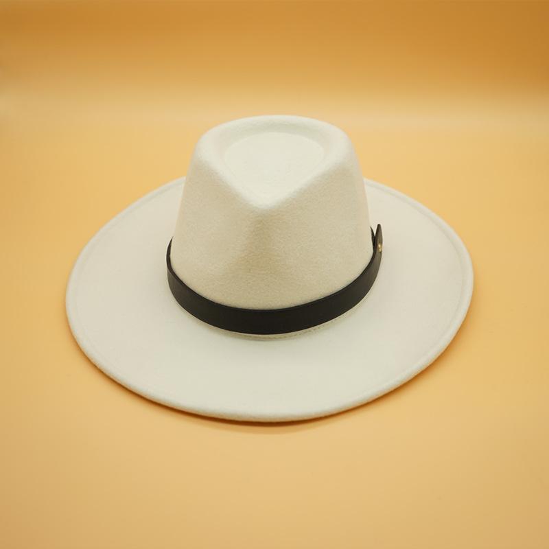 White Retro Woolen Belt Panama Jazz Top Hat Female Autumn And Winter French Felt Blogger The Same Internet Celebrity Tide