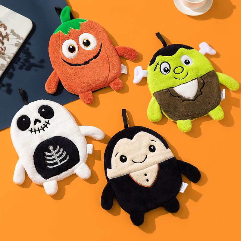 Halloween Hanging Hand Towel: High-Quality Coral Fleece, Thick, Water-Absorbent, Quick-Drying, Perfect for Kids