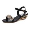 Sexy Summer Women's Sandals Open Toe Slip-on Sandals Women's Low-cut Non-slip Rhinestone High-heeled Sandals Shoe Size 34-41