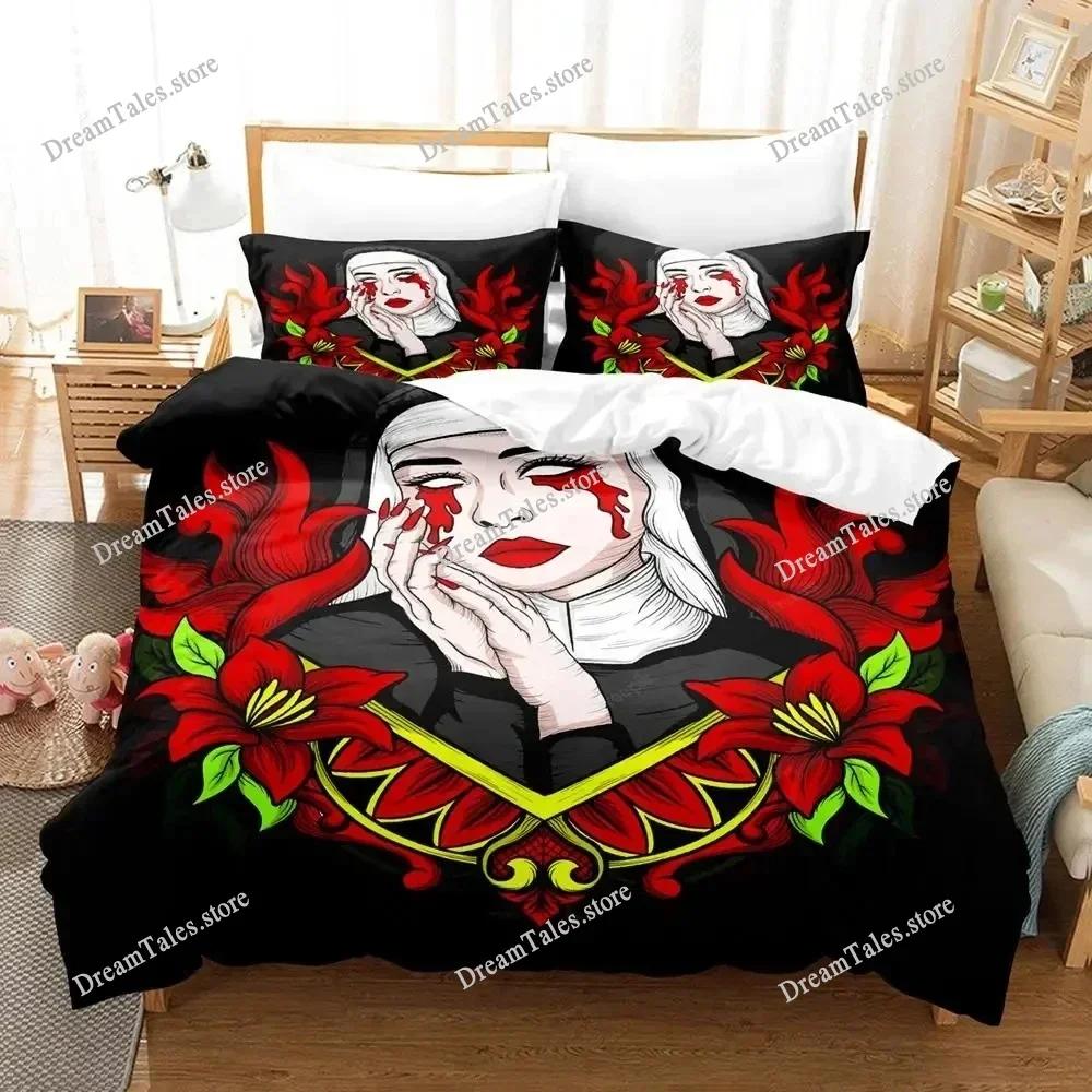 Новый комплект постельного белья для монахини Односпальный Twin Full Queen King Размер Комплект постельного белья для спальни взрослых и детей Пододеяльник Комплекты 3D Печать Аниме Комплект простыней369